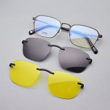 Load image into Gallery viewer, Lightweight Pure Titanium Full Frame Glasses Frame With Polarized Eyeglasses Retro Men&#39;s Sunglasses Night Vision Clips Magnet