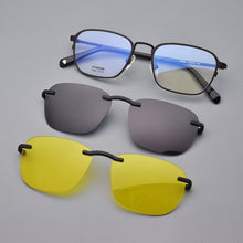 Load image into Gallery viewer, Lightweight Pure Titanium Full Frame Glasses Frame With Polarized Eyeglasses Retro Men&#39;s Sunglasses Night Vision Clips Magnet
