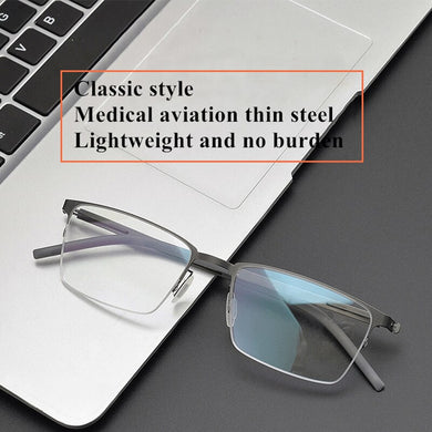 Lightweight Square Screw-Less Semi Rimless Eyeglasses Men Women Myopia Optical Germany Glasses Frame  Business Eyewear