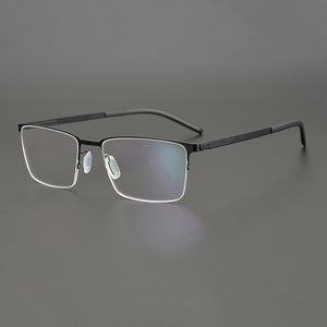 Lightweight Square Screw-Less Semi Rimless Eyeglasses Men Women Myopia Optical Germany Glasses Frame  Business Eyewear
