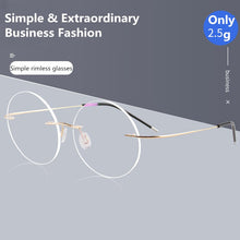 Load image into Gallery viewer, Lightweight Titanium Alloy Rimless Round Glasses for Men and Women Circle Optical Prescription Eyeglasses Frame oculos de grau
