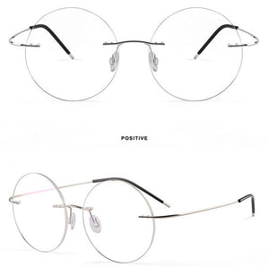Lightweight Titanium Alloy Rimless Round Glasses for Men and Women Circle Optical Prescription Eyeglasses Frame oculos de grau