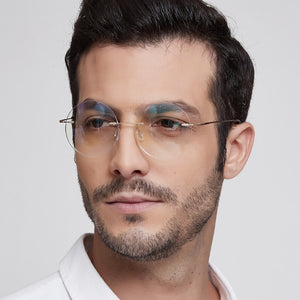 Lightweight Titanium Alloy Rimless Round Glasses for Men and Women Circle Optical Prescription Eyeglasses Frame oculos de grau