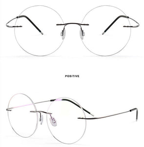 Lightweight Titanium Alloy Rimless Round Glasses for Men and Women Circle Optical Prescription Eyeglasses Frame oculos de grau