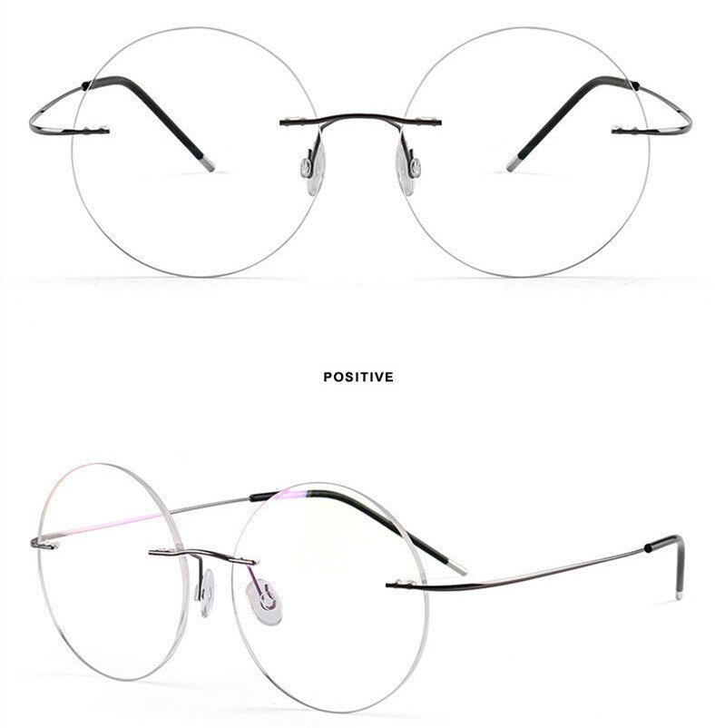 Lightweight Titanium Alloy Rimless Round Glasses for Men and Women Circle Optical Prescription Eyeglasses Frame oculos de grau