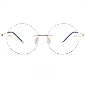 Lightweight Titanium Alloy Rimless Round Glasses for Men and Women Circle Optical Prescription Eyeglasses Frame oculos de grau