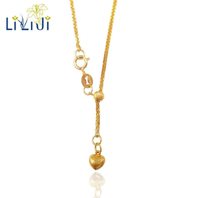 18K Gold Chopin Chain Adjustable Pure Yellow Gold Necklace 45cm Au750 Wendding Party Gift