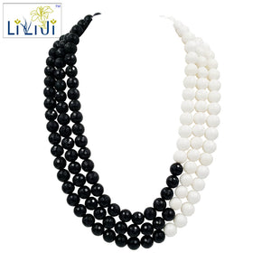 Black Agate Tridacna 925 Sterling Silver Necklace