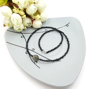 Natural Black Spinel, Pyrtie 925 Sterling Silver 925 Sterling Silver Shining Necklace for Women/Men Jewelry