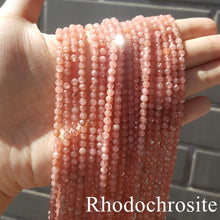 Carica l'immagine nel visualizzatore di Gallery, Bracciale con pietra preziosa naturale da 3 mm, tormalina scintillante, acquamarina, pietra di luna, rodocrosite, per uomo o donna, da indossare ogni giorno 