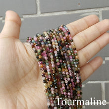 Carica l'immagine nel visualizzatore di Gallery, Bracciale con pietra preziosa naturale da 3 mm, tormalina scintillante, acquamarina, pietra di luna, rodocrosite, per uomo o donna, da indossare ogni giorno 