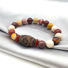 Load image into Gallery viewer, Natural Stone Picasso Jasper Labradorite etc. With Carved Tibetan Three Eye DZI Beads Bracelet For Men Accessories Gift