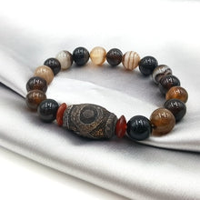 Load image into Gallery viewer, Natural Stone Picasso Jasper Labradorite etc. With Carved Tibetan Three Eye DZI Beads Bracelet For Men Accessories Gift
