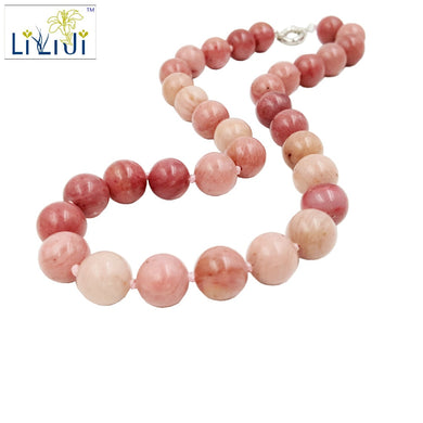 Natural Stone Rhodonite 12mm 925 Sterling Silver Necklace 45cm
