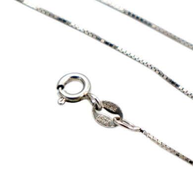 Solid 925 Sterling Silver 0.8mm Box Chain Necklace 16-30