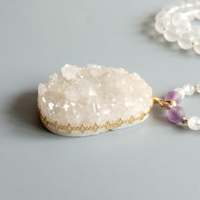 Carica l&#39;immagine nel visualizzatore di Gallery, LiiJi Unique Amazonite Clear Quartzs Citrines Moonstone Amethysts Bohemia Long Necklace Druzy Quart Pendant Necklace Necklace