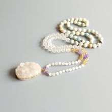 Carica l&#39;immagine nel visualizzatore di Gallery, LiiJi Unique Amazonite Clear Quartzs Citrines Moonstone Amethysts Bohemia Long Necklace Druzy Quart Pendant Necklace Necklace