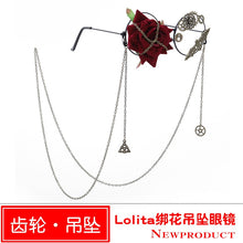 Load image into Gallery viewer, Lilita tying flower pendant glasses personality bat gear decorative mirror flat mirror