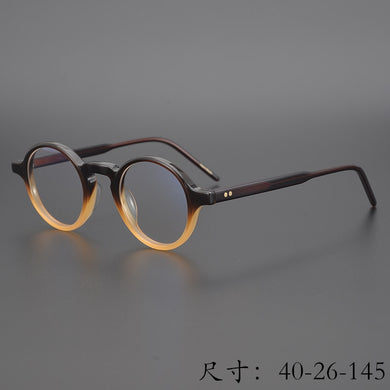 Limited version Vintage dark brown-orange mixed Acetate fame classical round eyeglass frame Eyewear women and men with box case