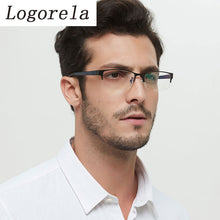 Load image into Gallery viewer, Logorela Alloy Glasses Frame Men Square Myopia Prescription Eyeglasses Frames Half Rim Optical Male Korean   Eyewear 8053