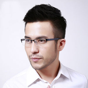 Logorela Alloy Glasses Frame Men Square Myopia Prescription Eyeglasses Frames Half Rim Optical Male Korean   Eyewear 8053