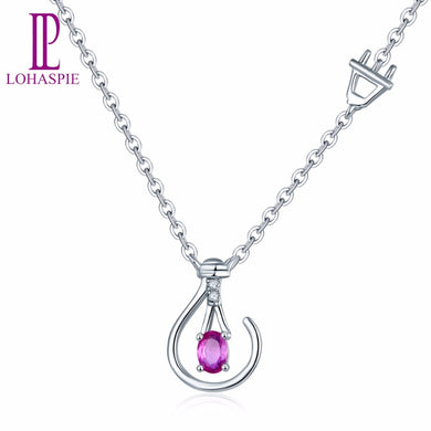Lohaspie Bulb Pendant & Necklace Solid 18K White Gold Natural Gemstone Ruby & Diamonds Fine Jewelry For Women's Gift NEW Arrival