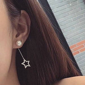 Long Asymmetrical Dangle Earrings Rhinestone Star Moon Imtation Pearl Pendants Earring Fashion Charms Jewelry For Women