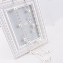 Load image into Gallery viewer, Long Double Layer Simulated Pearls LadIes Necklaces Clavicle Fashion Jewelry Sweater Chain Long Necklace For Women 2018 New R5EG