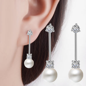 Long Drop Crystal Imitation Pearl Jewelry Dangle Earrings Brincos Fashion Cute Ear Wire Earrings Female Models 2017 New Arrival