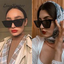 Load image into Gallery viewer, Long Keeper Women Sunglasses Square Cat Eye Sun Glasses Female UV400 Summer Style Vintage Black Big Frame Eyewears