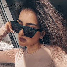 Load image into Gallery viewer, Long Keeper Women Sunglasses Square Cat Eye Sun Glasses Female UV400 Summer Style Vintage Black Big Frame Eyewears