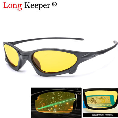 Long Keeper Men's Polarized Driving Fishing Sports Sunglasses Yellow Lens Night Vision Glasses Driver Goggles Anti-glare 1034