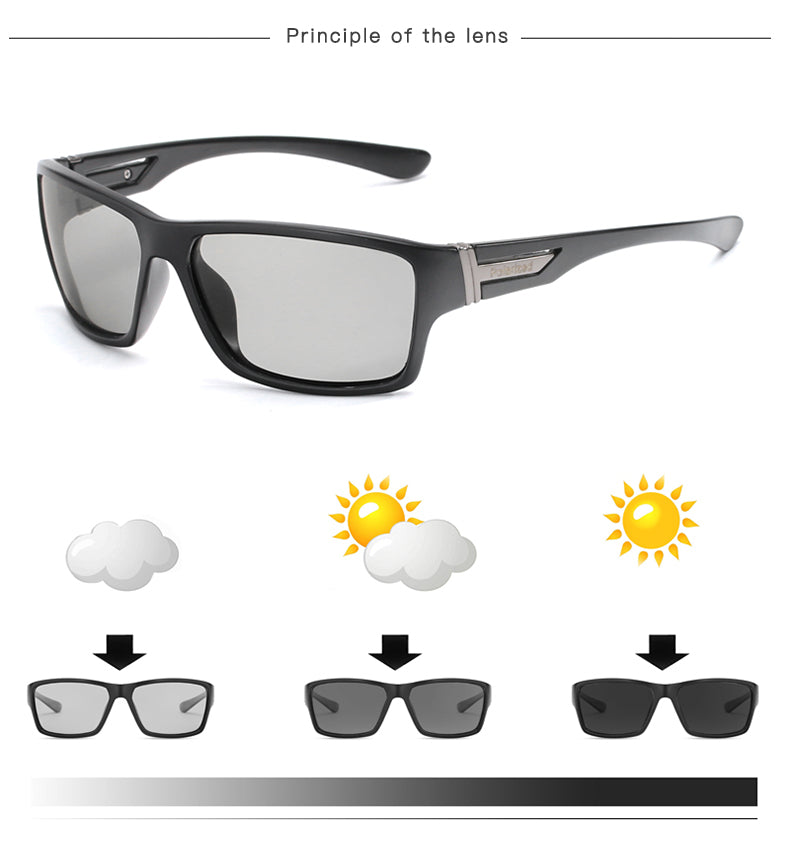 Long Keeper Photochromic Sunglasses Men Women Polarized Chameleon Discoloration Sun Glasses Eyeglasses Sport Square Driving New