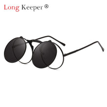Carica l&#39;immagine nel visualizzatore di Gallery, Long Keeper Sunglasses Double Lens Steampunk Fold Men Women Clear Flip Sun Glasses Alloy Frame Eyewear Eyeglasses Shade UV400