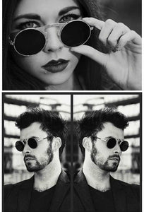 Long Keeper Sunglasses Double Lens Steampunk Fold Men Women Clear Flip Sun Glasses Alloy Frame Eyewear Eyeglasses Shade UV400