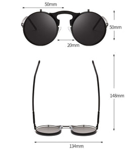 Long Keeper Sunglasses Double Lens Steampunk Fold Men Women Clear Flip Sun Glasses Alloy Frame Eyewear Eyeglasses Shade UV400