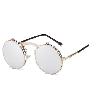 Long Keeper Sunglasses Double Lens Steampunk Fold Men Women Clear Flip Sun Glasses Alloy Frame Eyewear Eyeglasses Shade UV400
