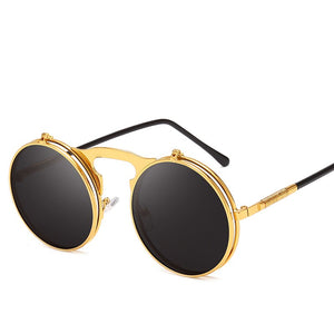 Long Keeper Sunglasses Double Lens Steampunk Fold Men Women Clear Flip Sun Glasses Alloy Frame Eyewear Eyeglasses Shade UV400
