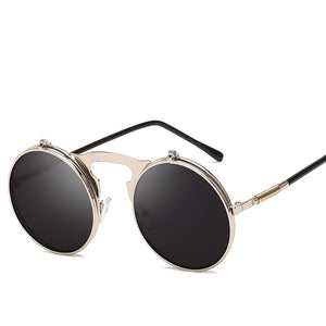 Long Keeper Sunglasses Double Lens Steampunk Fold Men Women Clear Flip Sun Glasses Alloy Frame Eyewear Eyeglasses Shade UV400