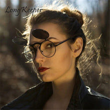Load image into Gallery viewer, Long Keeper Sunglasses Flip Sun Glasses Steampunk Fold Men Women Double Lens Clear Alloy Frame Eyewear Eyeglasses Shade UV400