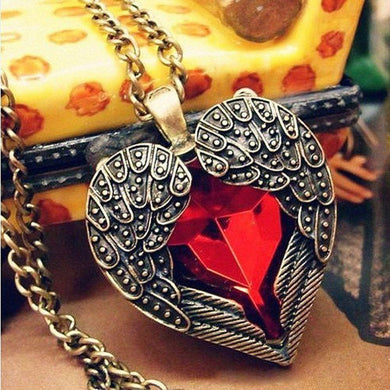 Long Red Wing Heart Vintage New Crystal Hot Angel Accessories Jewelry Gem Necklaces Chain Fashion Chain Pendant Long