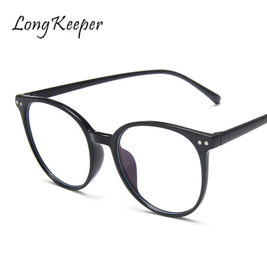 LongKeeper Anti Blue Light Glasses Frame Women Men Eyeglasses Vintage Round Clear Len Glasses Optical Spectacle Computer Eyewear