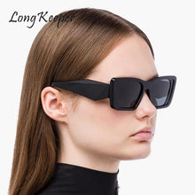 Load image into Gallery viewer, LongKeeper Big Frame Sunglasses Men Women Vintage Square Cat Eye Sun Glasses BrandDesigner Black Eyewear Travel Shades UV Oculos