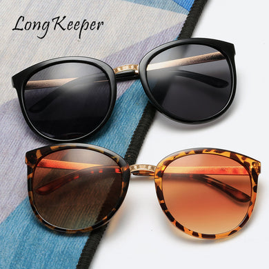 LongKeeper Cat Eye Sunglasses Women Gradient Round Sun Glasses Vintage Brand Design Female Eyewear Gafas De Sol Mujer