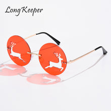 Load image into Gallery viewer, LongKeeper Christmas Glasses Unique Rimless Sunglasses Elk Bowknot Christmas Eve Party Decor Eyewear Steampunk Eyeglass