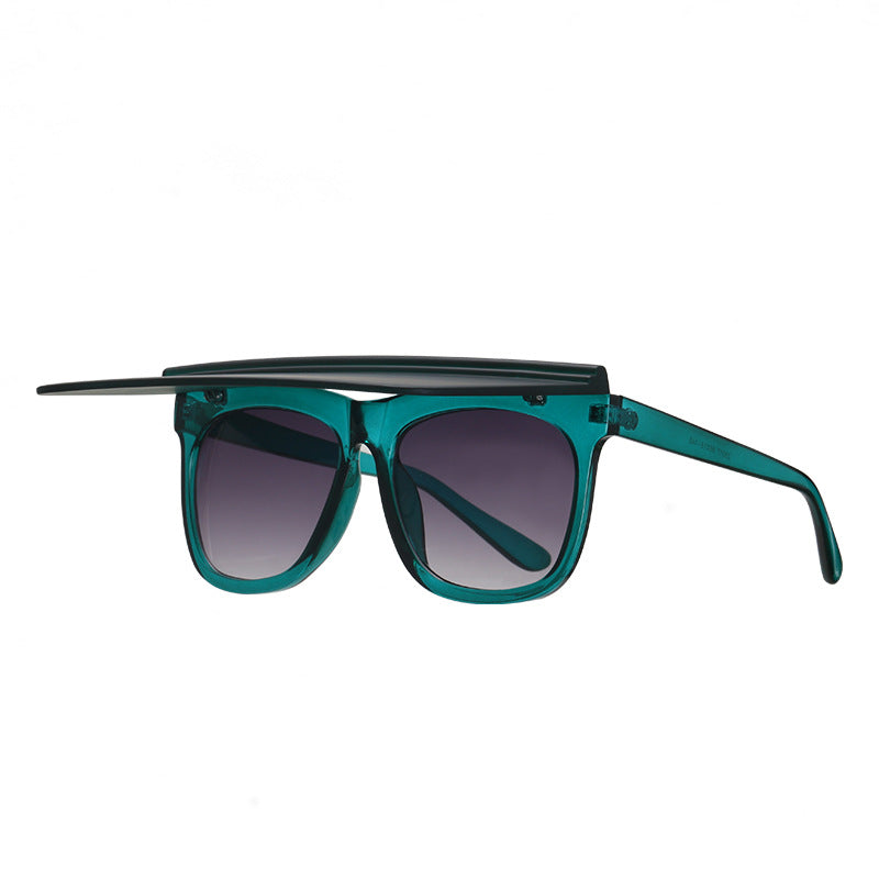 LongKeeper Flip Up Sunglasses Women Men Shield Visor Oversized Glasses Square Sun Glasses Female Oculos De Sol Grande UV