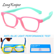 Load image into Gallery viewer, LongKeeper Kids Anti Blue Light Glasses Boys Girls Computer Glasses Gaming Glasses Children Flexible Optical Frame Eyeware UV400