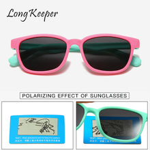 Load image into Gallery viewer, LongKeeper Kids Polarized Sunglasses Square Girls Boys Outdoor Sports Goggles Flexible Silicone Safety Glasses Baby Eyewear UV