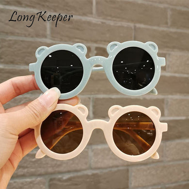 LongKeeper Kids Sunglasses Boys Girls Bear Shaped Children Round Sun Glasses Boy Cute Eyewear Baby Shades Outdoor Goggles UV400