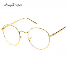 Load image into Gallery viewer, LongKeeper Korean Round Glasses Frame Clear Lens Women Men Retro Gold Eyeglass Optic Frame Eyewear Vintage Spectacles
